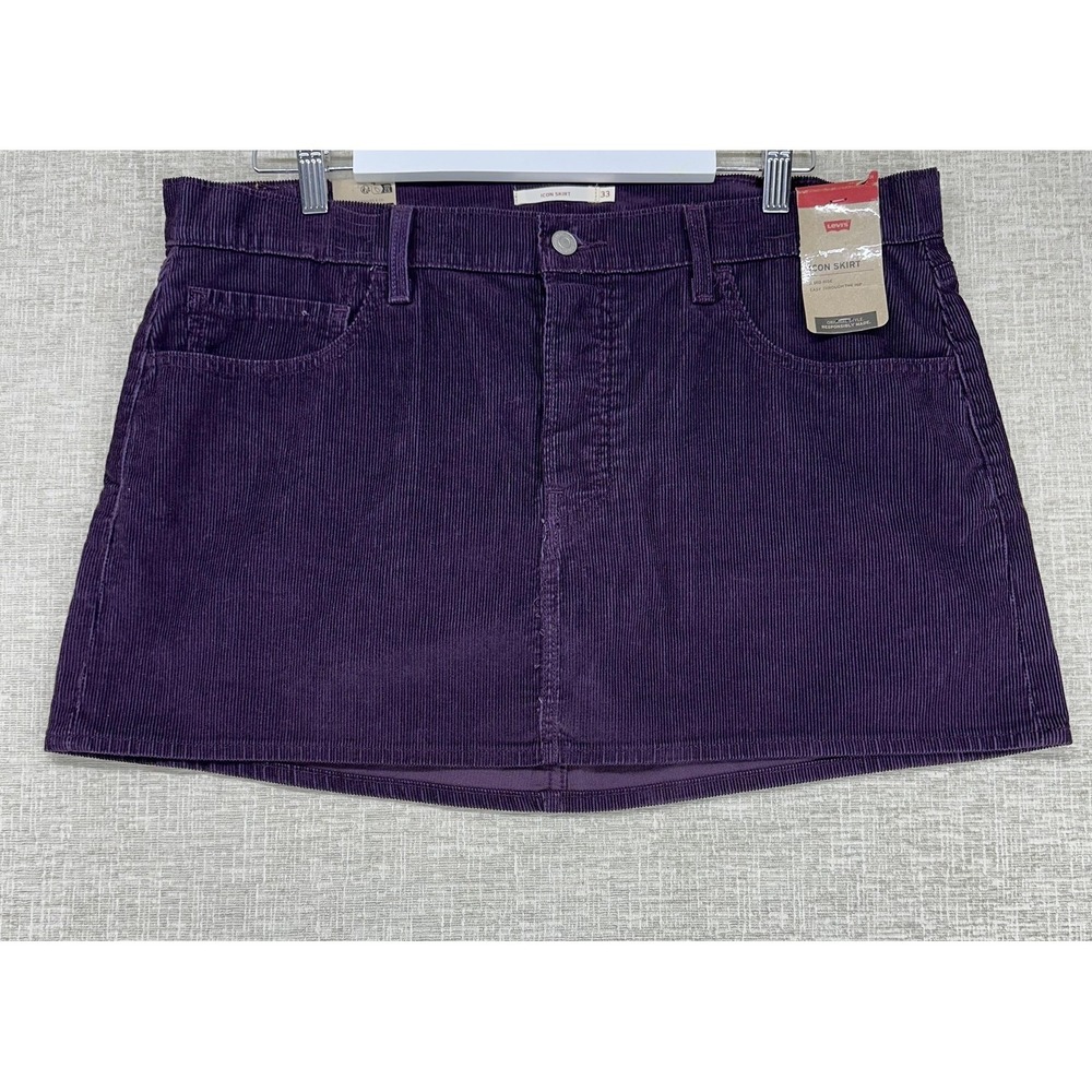Levi's Skirt Womens 33 Purple Icon Corduroy Mini Mid Rise 5 Pocket Casual
